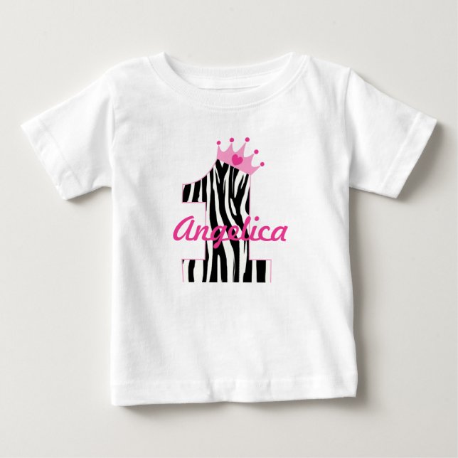 Anpassat namn 1:a födelsedagen Zebra princess Tröja (Framsida)