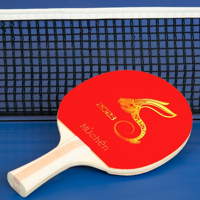 Anpassat namn 2023 Lunar Kinesiskt Nyår RABBIT Röd Pingisracket (Insitu)