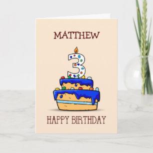 Anpassat namn, 3:e födelsedag, 3:e på sötblåkummel kort