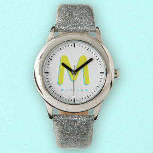 Anpassat namn 3D Monogram för modern Coola för bar Armbandsur