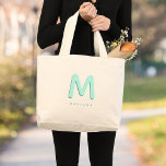 Anpassat namn 3D Monogram för modern Cute Roligt Jumbo Tygkasse<br><div class="desc">Cute monogrammad väska med ditt eget namn som en skugga,  inledningsvis i ljusa turkos och teal. Modern,  minimalistisk,  enkel och roligt,  den här typografidrivna designen ger en coola personlig-gåva!</div>