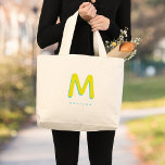 Anpassat namn 3D Monogram för modern Cute Roligt Jumbo Tygkasse<br><div class="desc">Cute monogrammad väska med ditt eget namn som en skugga som börjar med ljus citrus och mynta. Modern,  minimalistisk,  enkel och roligt,  den här typografidrivna designen ger en coola personlig-gåva!</div>