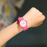 Anpassat namn 3D Monogram för modern Roligt för ba Armbandsur<br><div class="desc">Cute monogrammade barn tittar med ditt eget namn och en skuggstart i rött och rosa. Modern,  minimalistisk,  enkel och roligt,  den här typografidrivna designen ger en coola personlig-gåva!</div>