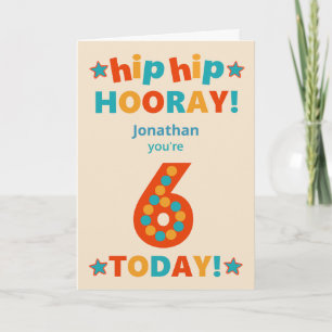 Anpassat namn 6e Birthday Hip Hooray Kort
