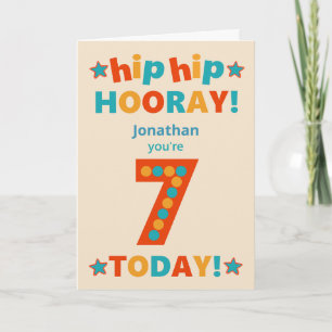 Anpassat namn 7:e Birthday Hip Hooray Kort