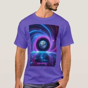 Anpassat Namn 80-tals Retro Neon Planet Portal T Shirt