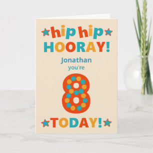 Anpassat namn 8:e födelsedag Hip Hooray Kort