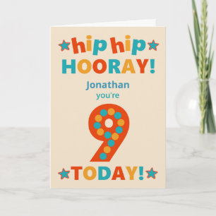 Anpassat namn 9:e födelsedag Hip Hooray Kort