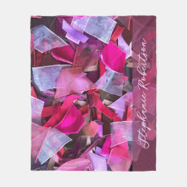 Anpassat namn Abstrakt Rosa Lila Rand Maximalist Fleecefilt