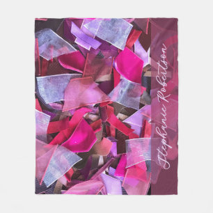 Anpassat namn Abstrakt Rosa Lila Rand Maximalist Fleecefilt
