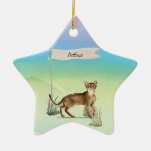 Anpassat namn Abyssinian Cat Pet Julgransprydnad Keramik