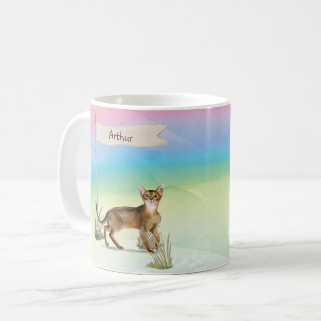 Anpassat namn Abyssinian Cat Pet Kaffemugg (Framsida vänster)