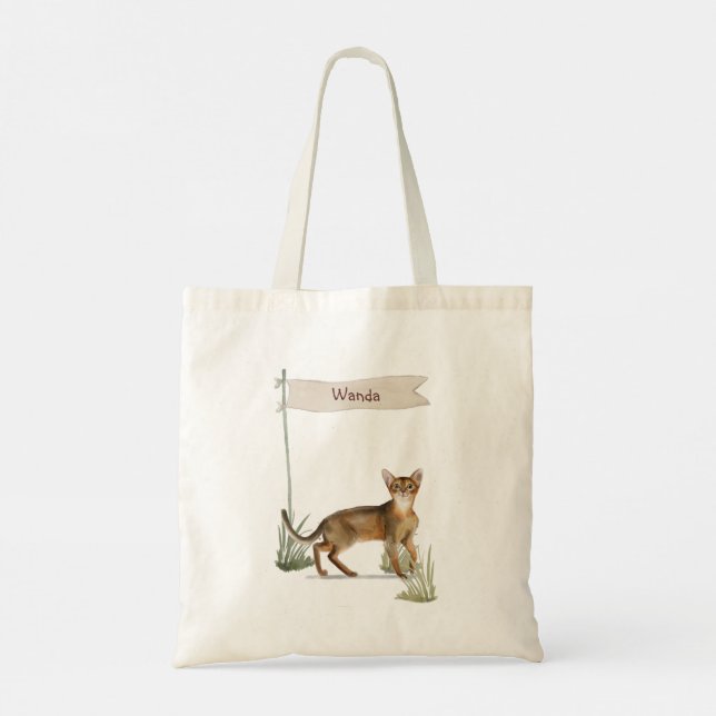 Anpassat namn Abyssinian Cat Pet Tote Bag Tygkasse (Baksida)
