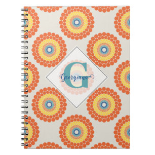 Anpassat namn Aegean Summer Radiant Dot Mandala Anteckningsbok