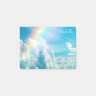 Anpassat namn Aesthetic Rainbow and Clouds Post-it Block