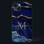 Anpassat namn Agate Navy Blue Guld Geode Marble<br><div class="desc">Monogram Namn Agate Navy Blue Guld Gemstone Marble Geode Glitter Gnistra Personlig Birthday - Annibröllopsdag eller Bröllop Gift / Supparly - Add Your Brev / Namn - Text or Remove - make Your Speciell Gift - Resize and move and remove and add text / inslag with Custzation verktyg. Utformning efter...</div>