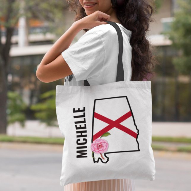 Anpassat namn Alabama Flagga och State Flower Came Tygkasse (Skapare uppladdad)