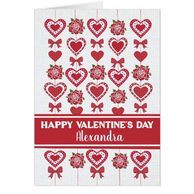 Anpassat namn Alla hjärtans hörnstenar i Röd ros Hälsningskort (Framsidan)