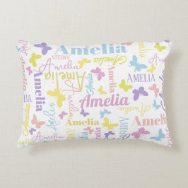 Anpassat namn Amelia för konstgjord regnbågsfjäril Prydnadskudde