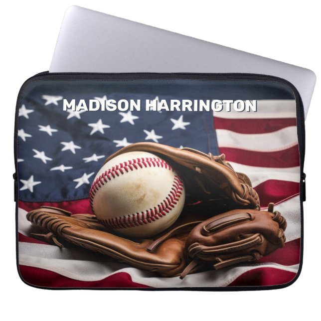 Anpassat namn American Baseball Laptop Fodral (Framsidan)
