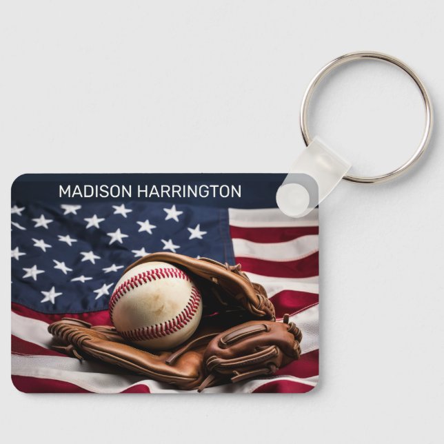 Anpassat namn American Baseball Nyckelring (Framsida)