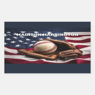 Anpassat namn American Baseball Rektangulärt Klistermärke