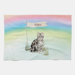 Anpassat namn American Kort Hair Pet Cat Kökshandduk