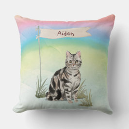 Anpassat namn American Kort Hair Pet Cat Kudde