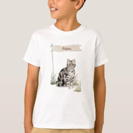Anpassat namn American Kort Hair Pet Cat T Shirt