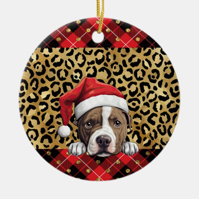 Anpassat namn American Stbudsdshire Terrier hund S Julgransprydnad Keramik (Framsidan)