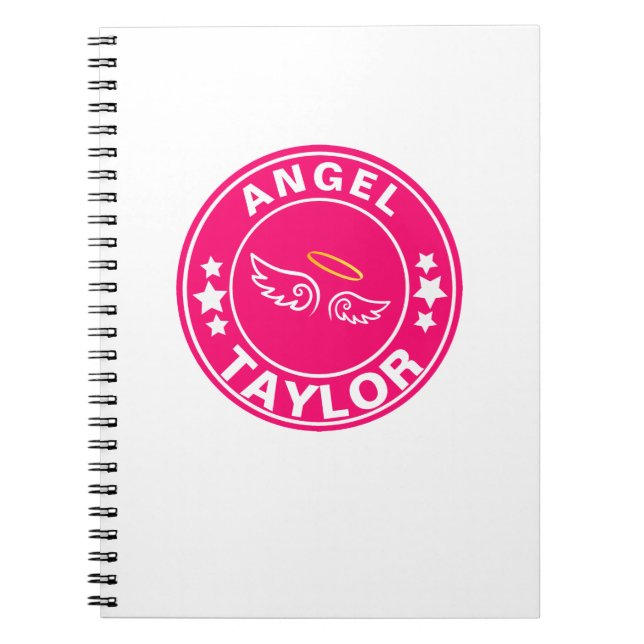 Anpassat namn Angel princess Rosa girly Notebook Anteckningsbok (Framsidan)