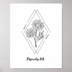 Anpassat namn April Daisy Birkelblomma Poster