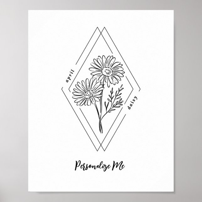 Anpassat namn April Daisy Birkelblomma Poster (Framsidan)