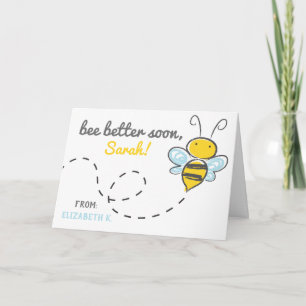 *Anpassat namn* är bättre snart! Cute Get well Car Tack Kort