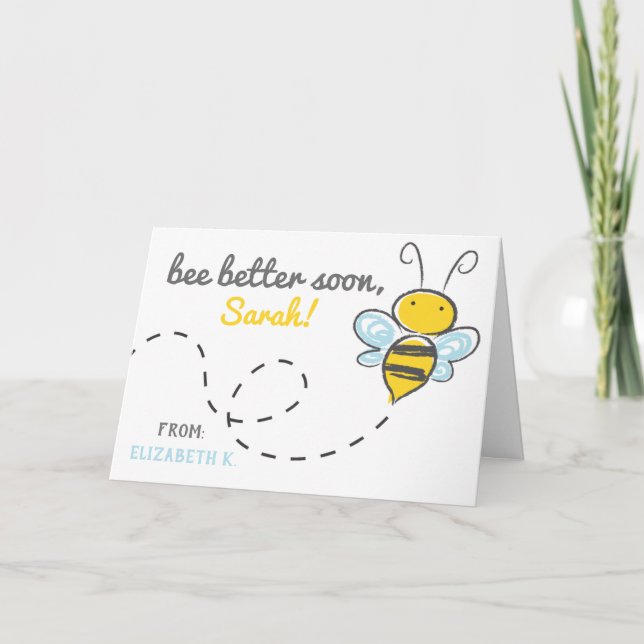 *Anpassat namn* är bättre snart! Cute Get well Car Tack Kort (Framsida)