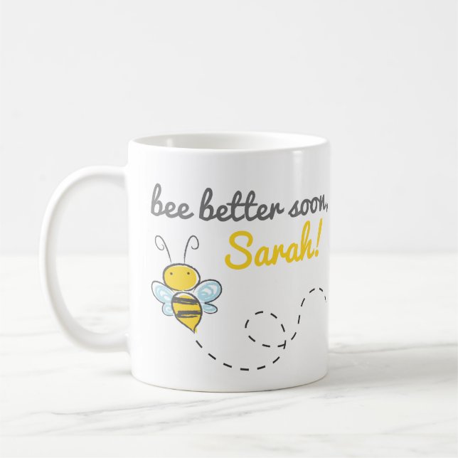 *Anpassat namn* är bättre snart! Cute Get well mug Kaffemugg (Vänster)