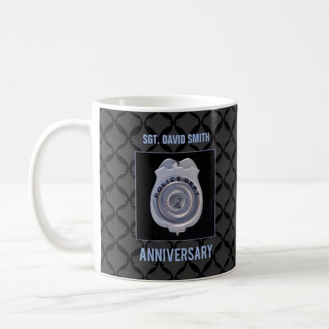 Anpassat namn, årsdag med polisavdelningen kaffemugg (Vänster)