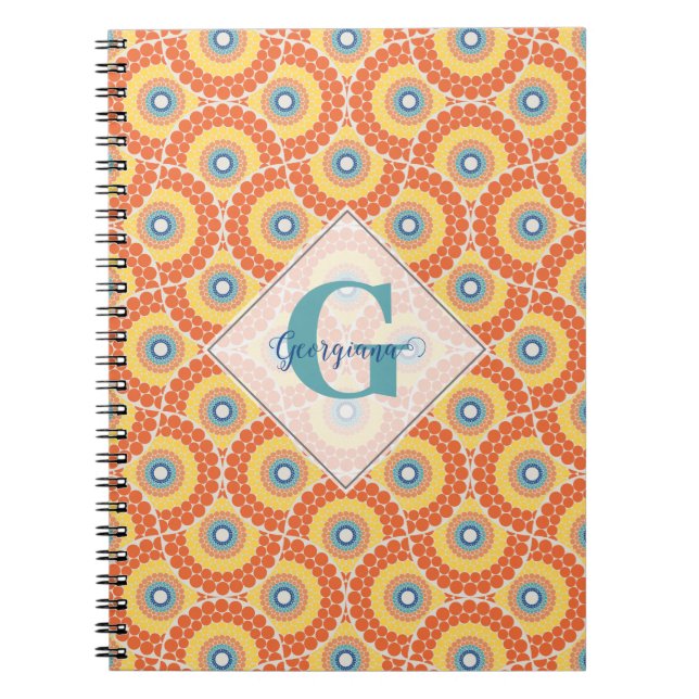 Anpassat namn Art Deco Aegean Summer Radiant Manda Anteckningsbok (Framsidan)