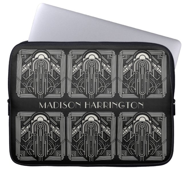 Anpassat namn Art Deco Laptop Fodral (Framsidan)