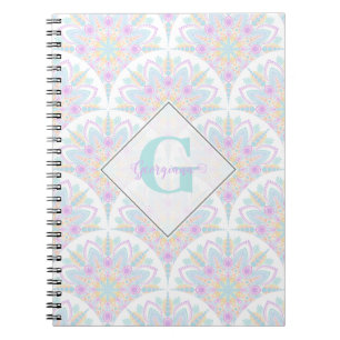 Anpassat namn Art Deco Pastel Rainbow Blommigt Man Anteckningsbok