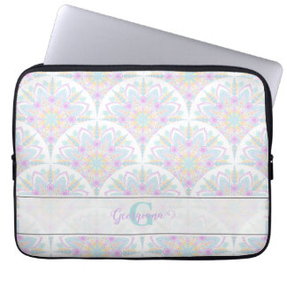 Anpassat namn Art Deco Pastel Rainbow Blommigt Man Laptop Fodral
