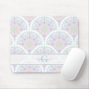Anpassat namn Art Deco Pastel Rainbow Blommigt Man Musmatta