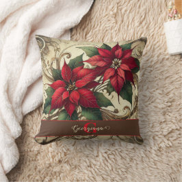 Anpassat namn Art nouveau jul Poinsettia Kudde
