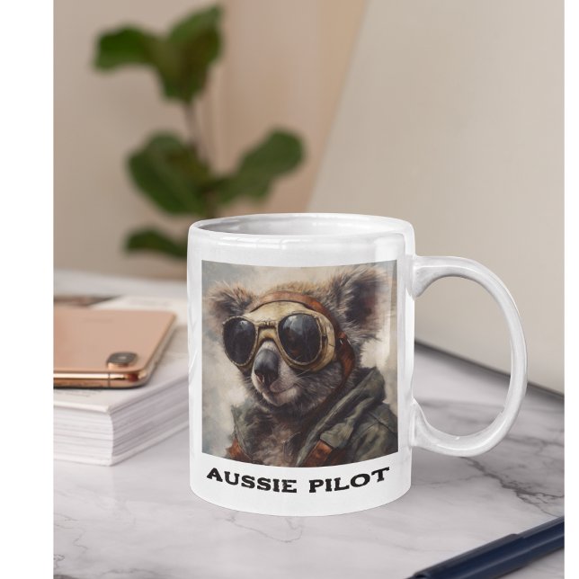 Anpassat Namn Aussie Pilot Koala Aviator Kaffe Mug Två-Tonad Mugg (Skapare uppladdad)