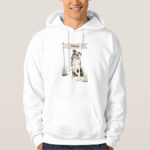 Anpassat namn Australian shepherd Pet Hund Hoodie