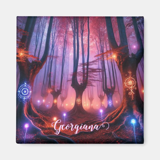 Anpassat namn Autumnal Enchanted Whimsigoth Forest Magnet (Framsidan)