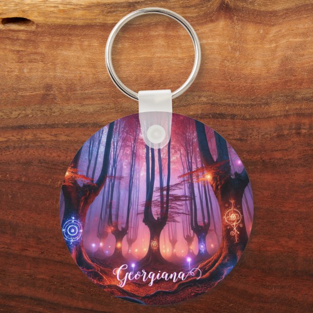 Anpassat namn Autumnal Enchanted Whimsigoth Forest Nyckelring (Framsida)