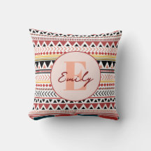 Anpassat namn Aztec Elegance Warm Red Ethnic Mönst
