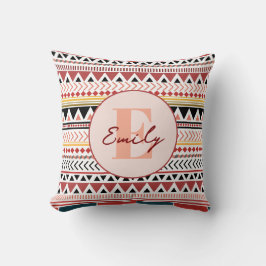 Anpassat namn Aztec Elegance Warm Red Ethnic Mönst Kudde