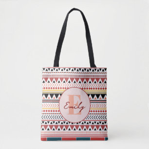 Anpassat namn Aztec Elegance Warm Red Ethnic Mönst Tygkasse